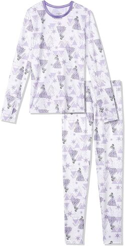 مجموعة ملابس داخلية حرارية للفتيات من ديزني فروزن للأطفال مكونة من قطعتين قميص بطبقة أساسية وبنطلون ضيق طويل للفتيات بيجامات in Kuwait