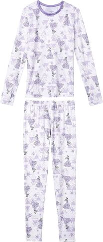 مجموعة ملابس داخلية حرارية للفتيات من ديزني فروزن للأطفال مكونة من قطعتين قميص بطبقة أساسية وبنطلون ضيق طويل للفتيات بيجامات in Kuwait