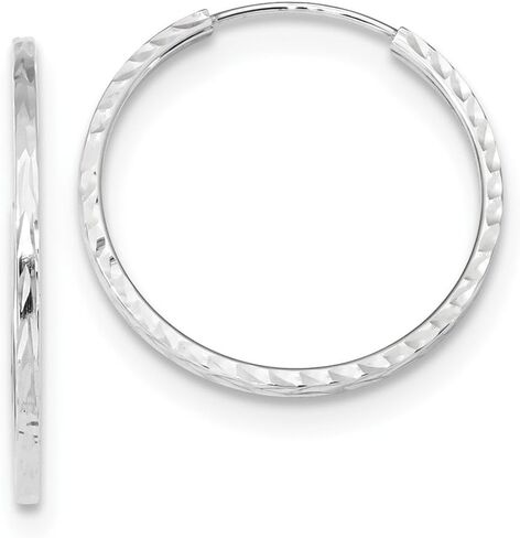 Jewels By Lux 14k White Gold Diamond-cut Square Tube Endless Hoop Earrings in Saudi Arabia