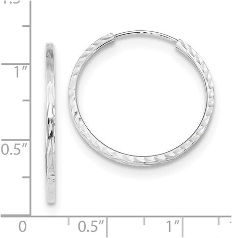 Jewels By Lux 14k White Gold Diamond-cut Square Tube Endless Hoop Earrings in Saudi Arabia