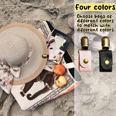 قطعتان من مشبك القبعة للسفر على الحقيبة من جلد البولي يوريثان، مشبك قبعة للأمتعة وحقيبة اليد، مشبك حامل للقبعة للنساء في الهواء الطلق، ملحقات السفر، رفيق القبعة (أسود + وردي) in Kuwait