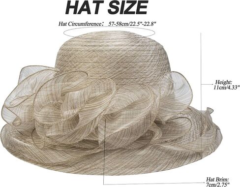 Vintage Organza Kentucky Derby Fascinator Hat for Women Summer Sun Hat Cloche Bowler Hat in Kuwait