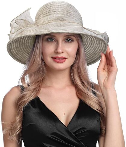Vintage Organza Kentucky Derby Fascinator Hat for Women Summer Sun Hat Cloche Bowler Hat in Kuwait