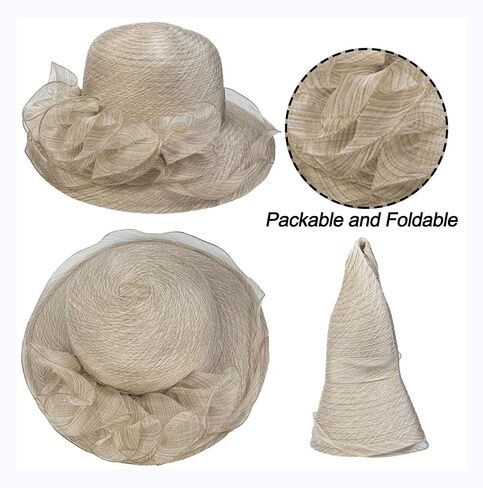 Vintage Organza Kentucky Derby Fascinator Hat for Women Summer Sun Hat Cloche Bowler Hat in Kuwait