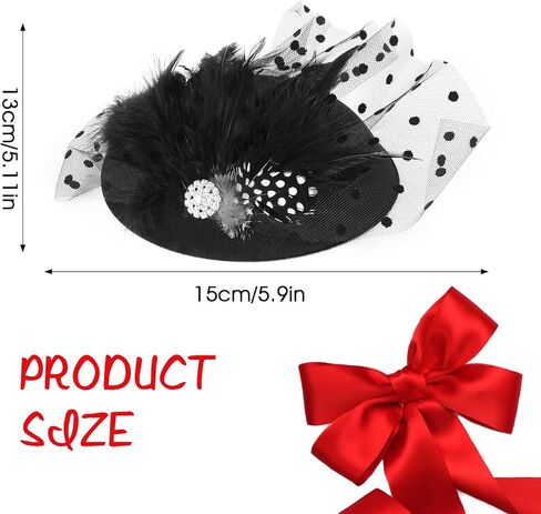 Yolev الأسود قطع زينة للنساء قبعات مستديرة 20s 50s قبعة مع ريشة شبكة الحجاب كوكتيل الشاي أغطية الرأس للفتيات والنساء in Kuwait