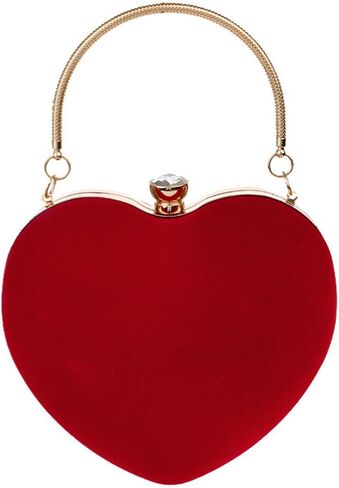 Goclothod Heart Shape Evening Bag Party Clutch Handbag Chain Shoulder Bag in Saudi Arabia