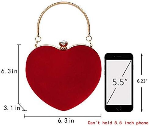 Goclothod Heart Shape Evening Bag Party Clutch Handbag Chain Shoulder Bag in Saudi Arabia
