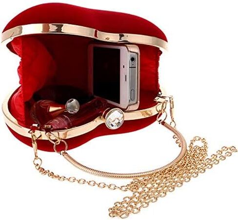 Goclothod Heart Shape Evening Bag Party Clutch Handbag Chain Shoulder Bag in Saudi Arabia