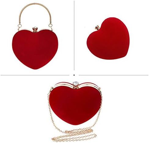 Goclothod Heart Shape Evening Bag Party Clutch Handbag Chain Shoulder Bag in Saudi Arabia