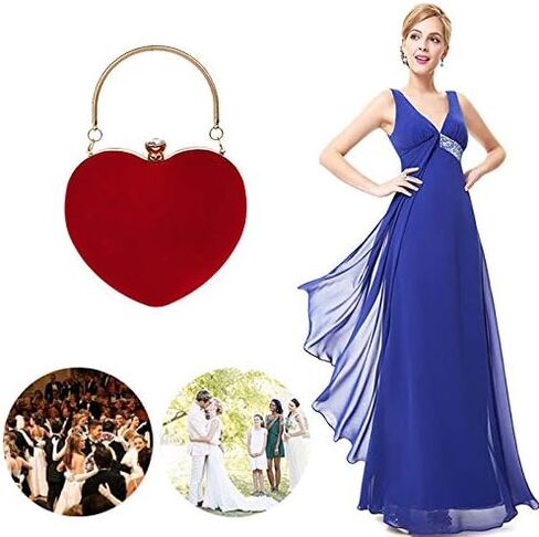Goclothod Heart Shape Evening Bag Party Clutch Handbag Chain Shoulder Bag in Saudi Arabia
