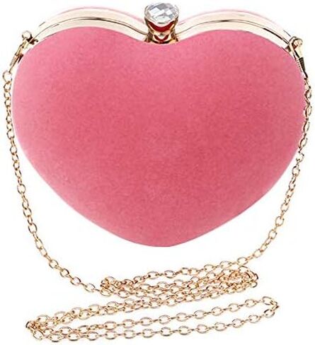 Goclothod Heart Shape Evening Bag Party Clutch Handbag Chain Shoulder Bag in Saudi Arabia