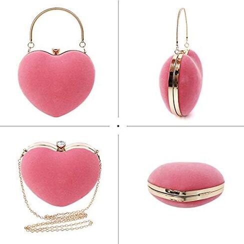 Goclothod Heart Shape Evening Bag Party Clutch Handbag Chain Shoulder Bag in Saudi Arabia
