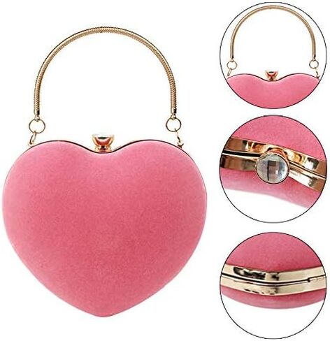 Goclothod Heart Shape Evening Bag Party Clutch Handbag Chain Shoulder Bag in Saudi Arabia