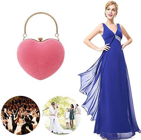 Goclothod Heart Shape Evening Bag Party Clutch Handbag Chain Shoulder Bag in Saudi Arabia