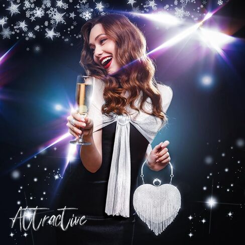 جيويو جوليري مجموعة من 8 قطع من احجار الراين المسائية للنساء، اكسسوارات تتضمن شالات ولفافات وشنطة مسائية وحقيبة كلاتش وقلادة لامعة واقراط وسوار لحفلات الزفاف وعيد الحب in Kuwait