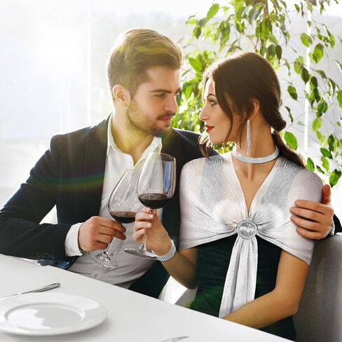 جيويو جوليري مجموعة من 8 قطع من احجار الراين المسائية للنساء، اكسسوارات تتضمن شالات ولفافات وشنطة مسائية وحقيبة كلاتش وقلادة لامعة واقراط وسوار لحفلات الزفاف وعيد الحب in Kuwait