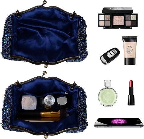 حقيبة يد نسائية فاخرة فريدة من نوعها مطرزة بالترتر من LIFEWISH، حقيبة يد لحفلات الزفاف وحفلات الزفاف والحفلات الراقصة (أزرق طاووس) in Kuwait