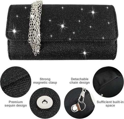 Giantree Evening Bag Clutch Purses for Women, Shiny Handbags with Detachable Chains for Parties Wedding Prom Banquets in Saudi Arabia