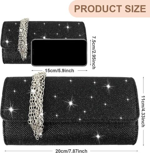 Giantree Evening Bag Clutch Purses for Women, Shiny Handbags with Detachable Chains for Parties Wedding Prom Banquets in Saudi Arabia