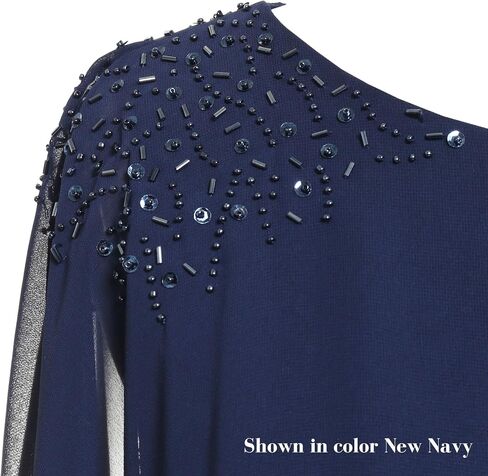 S.L. Fashions Women's Plus Size Short Sheath Beaded Overlay Capelet Dress in Saudi Arabia