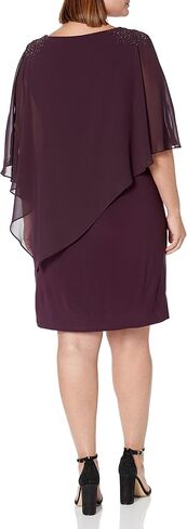 S.L. Fashions Women's Plus Size Short Sheath Beaded Overlay Capelet Dress in Saudi Arabia