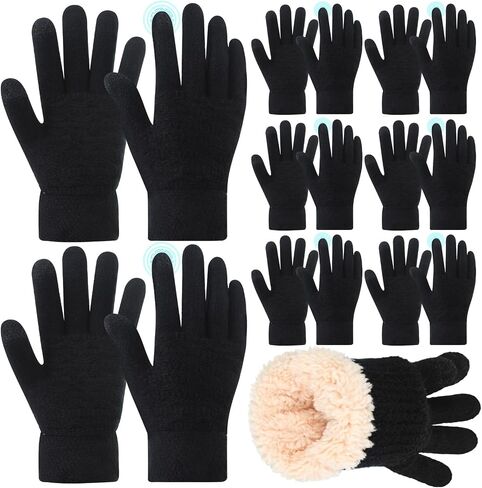 Twistover 9 Pairs Touch Screen Cable Knit Winter Gloves Thermal Warm Gloves with Touchscreen Fingers Fleece Lined Mittens for Women Men Cold Weather in Saudi Arabia