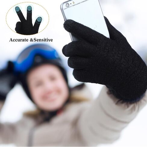Twistover 9 Pairs Touch Screen Cable Knit Winter Gloves Thermal Warm Gloves with Touchscreen Fingers Fleece Lined Mittens for Women Men Cold Weather in Saudi Arabia