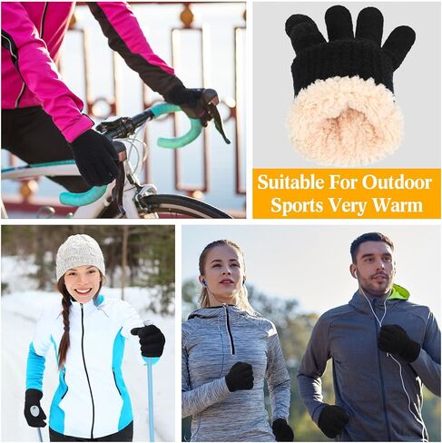 Twistover 9 Pairs Touch Screen Cable Knit Winter Gloves Thermal Warm Gloves with Touchscreen Fingers Fleece Lined Mittens for Women Men Cold Weather in Saudi Arabia