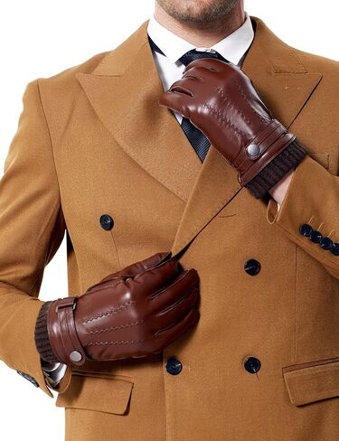VIKIDEER Super Warm Fur Gloves Mens Leather Gloves Real Rabbit Fur Lined Touchscreen Driving Gloves in Saudi Arabia