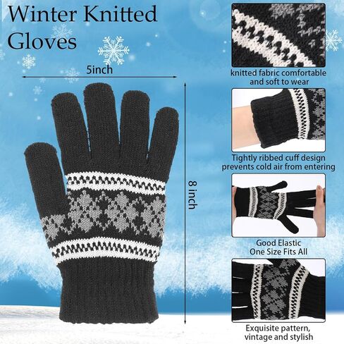 Handepo 100 Pairs Winter Magic Gloves Bulk Multicolor Warm Stretchy Knit Gloves Full Fingers Unisex Gloves Gifts for Men Women in Saudi Arabia