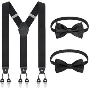 FACIACC حمالات وربطات عنق للرجال مع 6 مشابك شديدة التحمل بعرض 3.5 سم معدن قوي قابل للتعديل ومطاط على شكل حرف Y للعمل in Kuwait