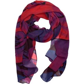 Ligtweight Silk Scarf Thin Long Scarf Shawl Wrap Sunscreen Shawls for Women Roses Red Purple Flowers Pretty, Multicolored, 180*73（70.86*28.7in） in Kuwait