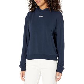 HUGO Women's Jersey Center Logo Lounge Hooded Sweatshirt, Peacock, XS in Saudi Arabia