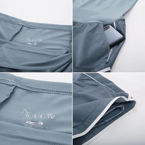 Maacie Maternity Shorts Double Layer 2 in 1 High Waist Athletic Shorts with Pockets in Saudi Arabia