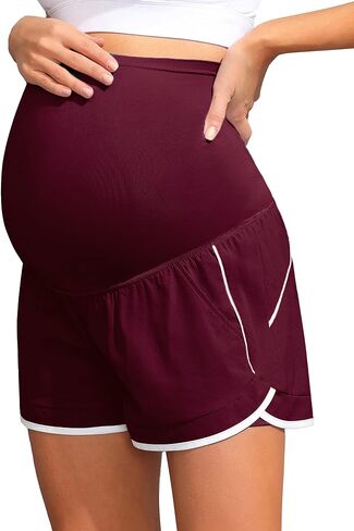 Maacie Maternity Shorts Double Layer 2 in 1 High Waist Athletic Shorts with Pockets in Saudi Arabia