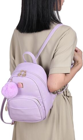 حقيبة ظهر صغيرة الحجم من BESYIGA محفظة من الجلد النباتي وجيوب متعددة بسحاب وحقيبة ظهر صغيرة لطيفة باللون الأبيض in Kuwait