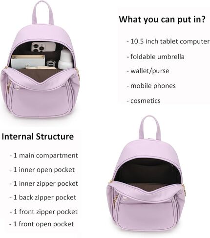 حقيبة ظهر صغيرة الحجم من BESYIGA محفظة من الجلد النباتي وجيوب متعددة بسحاب وحقيبة ظهر صغيرة لطيفة باللون الأبيض in Kuwait