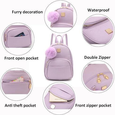 حقيبة ظهر صغيرة الحجم من BESYIGA محفظة من الجلد النباتي وجيوب متعددة بسحاب وحقيبة ظهر صغيرة لطيفة باللون الأبيض in Kuwait