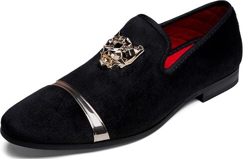 Jousen Men's Loafers Velvet Slip On Dress Men Shoes Soft Vintage Luxury Mens Wedding Party Prom Shoes for Men in Kuwait