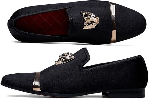 Jousen Men's Loafers Velvet Slip On Dress Men Shoes Soft Vintage Luxury Mens Wedding Party Prom Shoes for Men in Kuwait