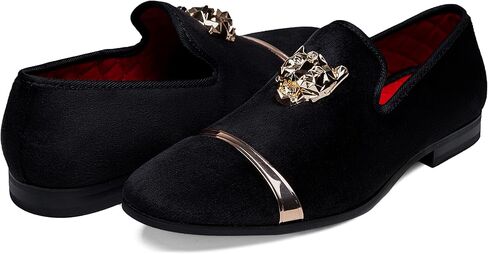 Jousen Men's Loafers Velvet Slip On Dress Men Shoes Soft Vintage Luxury Mens Wedding Party Prom Shoes for Men in Kuwait