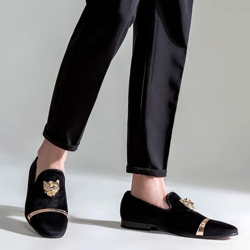 Jousen Men's Loafers Velvet Slip On Dress Men Shoes Soft Vintage Luxury Mens Wedding Party Prom Shoes for Men in Kuwait