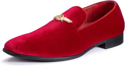 REIHUANNE Men's Penny Slip-on Velvet Loafer Suede Dress Shoes Designer Smoking Slipper Prom Wedding Shoes in Saudi Arabia