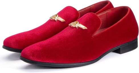 REIHUANNE Men's Penny Slip-on Velvet Loafer Suede Dress Shoes Designer Smoking Slipper Prom Wedding Shoes in Saudi Arabia