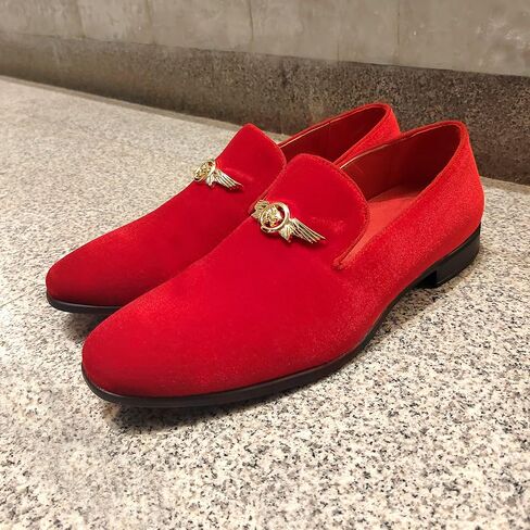 REIHUANNE Men's Penny Slip-on Velvet Loafer Suede Dress Shoes Designer Smoking Slipper Prom Wedding Shoes in Saudi Arabia