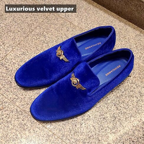 REIHUANNE Men's Penny Slip-on Velvet Loafer Suede Dress Shoes Designer Smoking Slipper Prom Wedding Shoes in Saudi Arabia