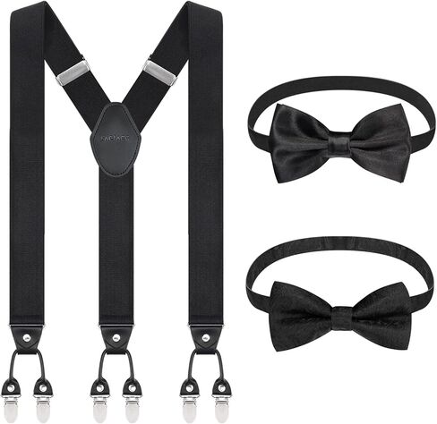 FACIACC حمالات وربطات عنق للرجال مع 6 مشابك شديدة التحمل بعرض 3.5 سم معدن قوي قابل للتعديل ومطاط على شكل حرف Y للعمل in Kuwait