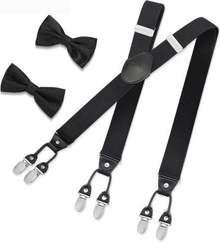 FACIACC حمالات وربطات عنق للرجال مع 6 مشابك شديدة التحمل بعرض 3.5 سم معدن قوي قابل للتعديل ومطاط على شكل حرف Y للعمل in Kuwait