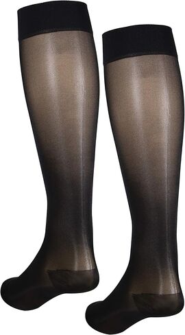 NuVein Sheer Compression Stockings, 15-20 mmHg Support, Women's Medium Denier Nylons, Knee High, Closed Toe, Beige, Small in Kuwait