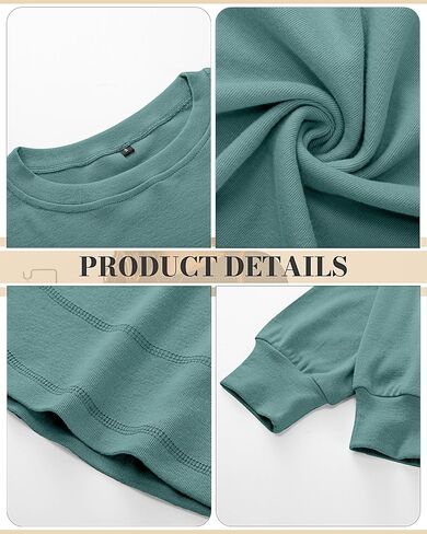 Riyiper 2 Pack Women's Crew Neck Sweatshirts, Cotton Long Sleeve Casual Shirts Loose Fit Tunic Tops Plain Basic Pullover Tees in Saudi Arabia